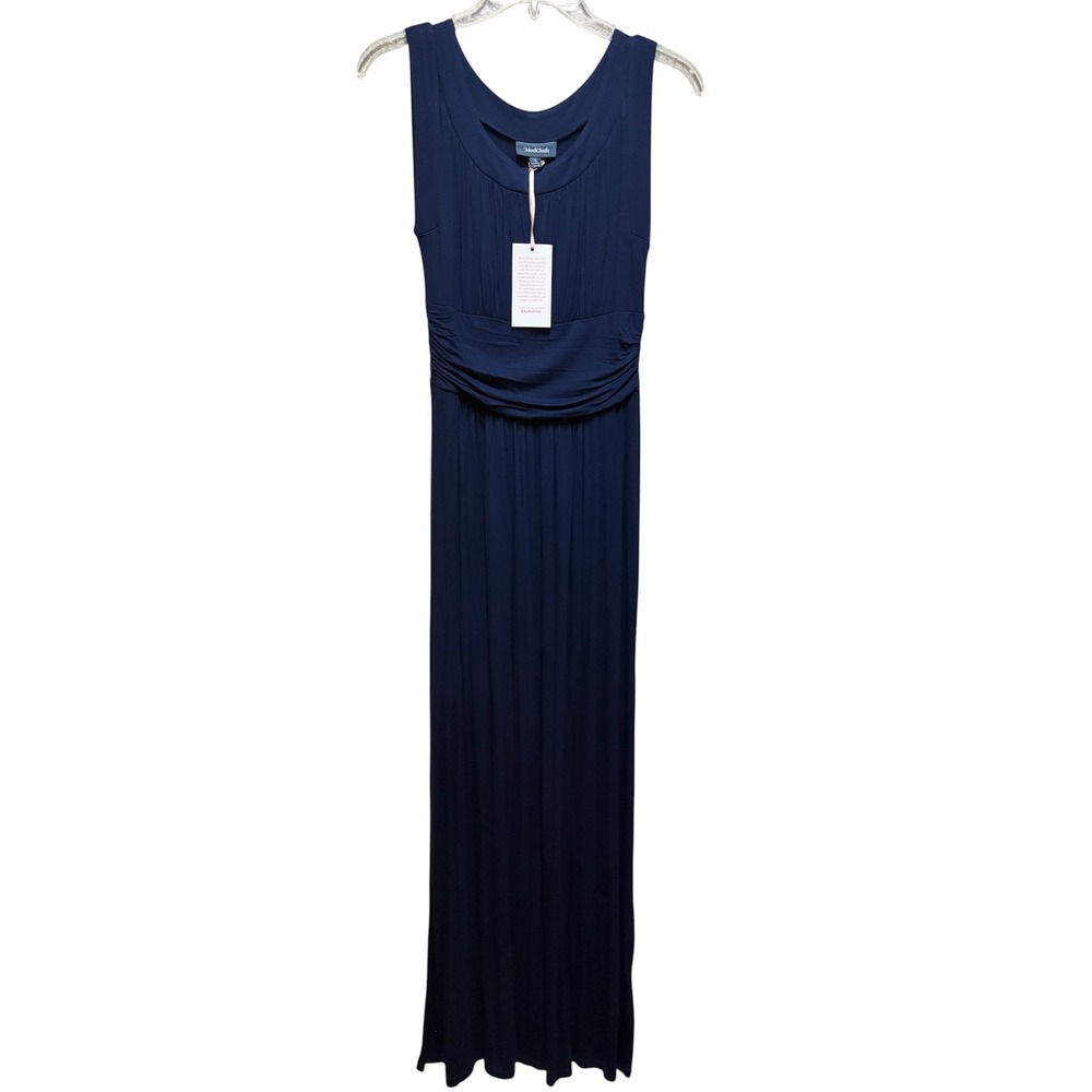 ModCloth Navy Blue Ruched Waist Sleeveless Maxi Dress Small NWT